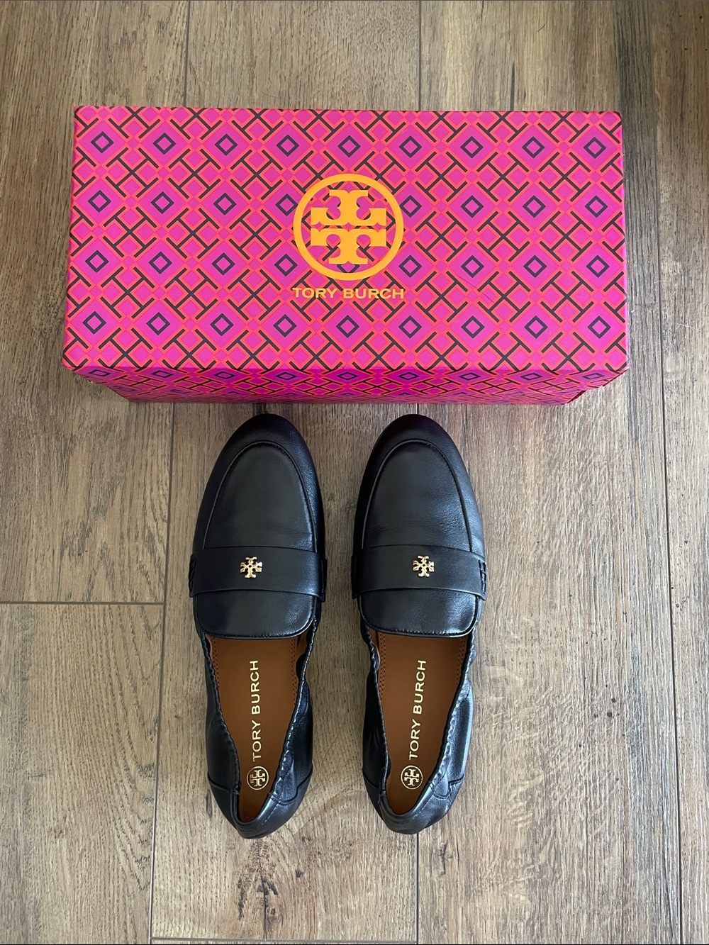 Tory Burch Black Leather Ballet Loafers